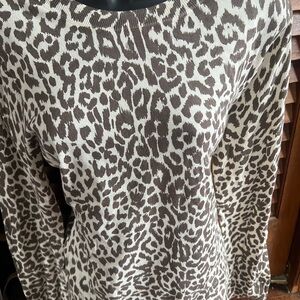 J. Crew Brown and Cream Animal Print Long Sleeve Top